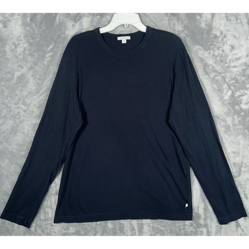 James Perse Long Sleeve Crewneck Shirt Mens Large 3 Navy Blue Cotton